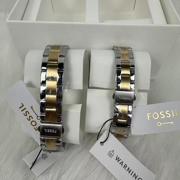 Fossil White Dial His and Hers Multifunction Two-Tone Steel Watch Set BQ2737SET - Picture 3 of 5
